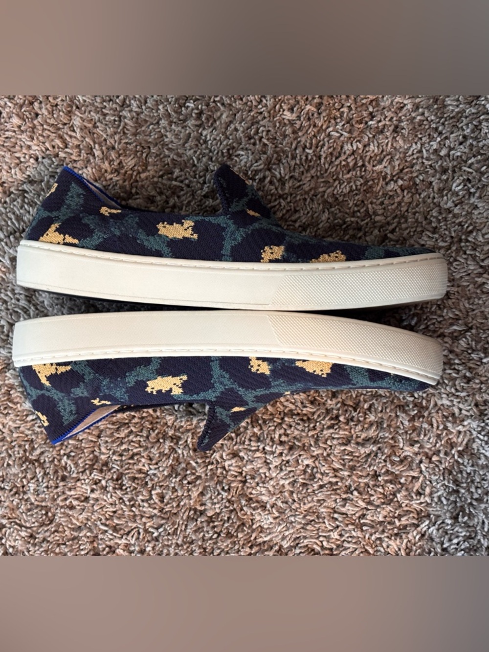 Rothy’s Camo Slip-On Sneakers Size 7 Navy Green Gold Washable Knit - Picture 7 of 8